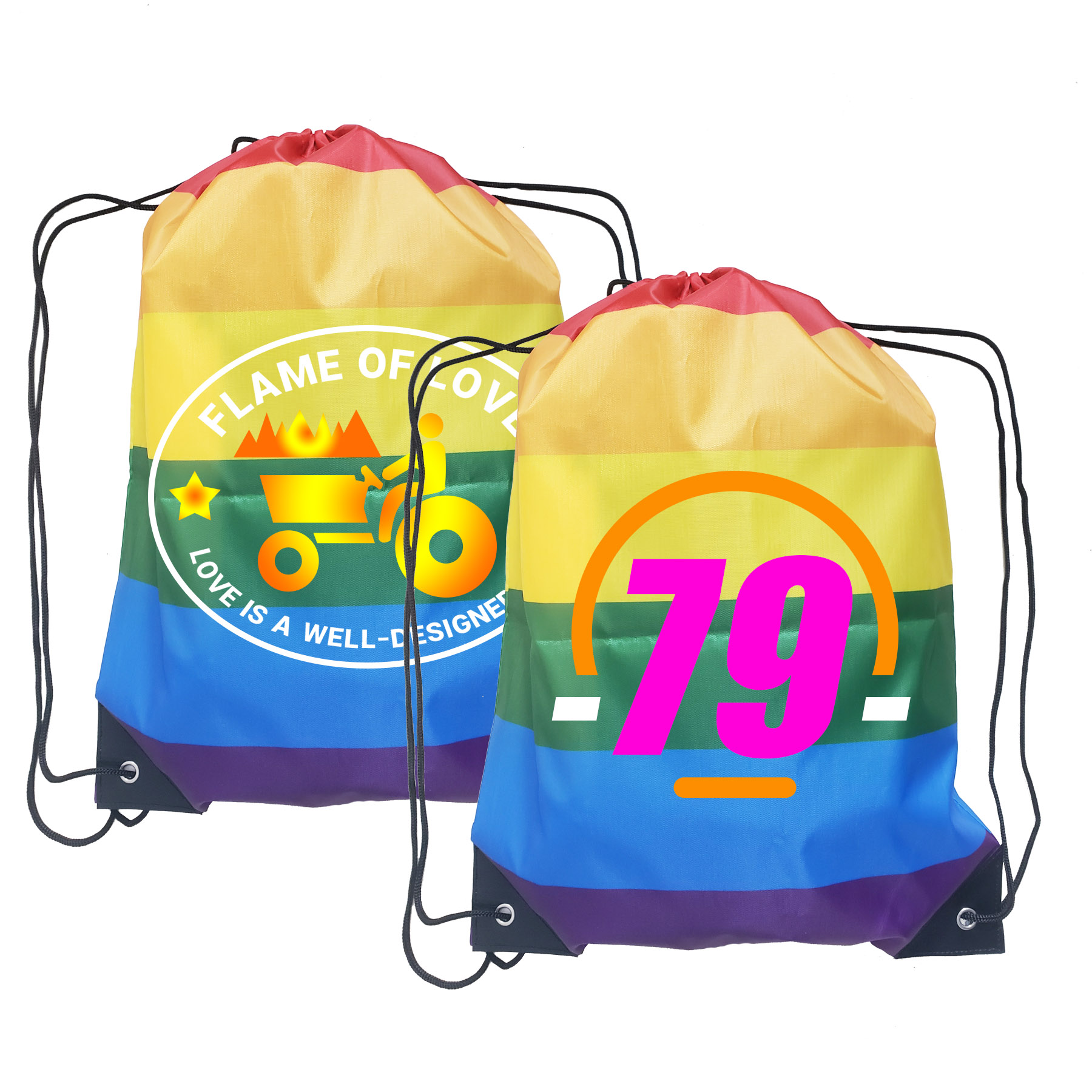 FlyFlyPromos - Rainbow Drawstring Backpack Image 1 - Promotional Product